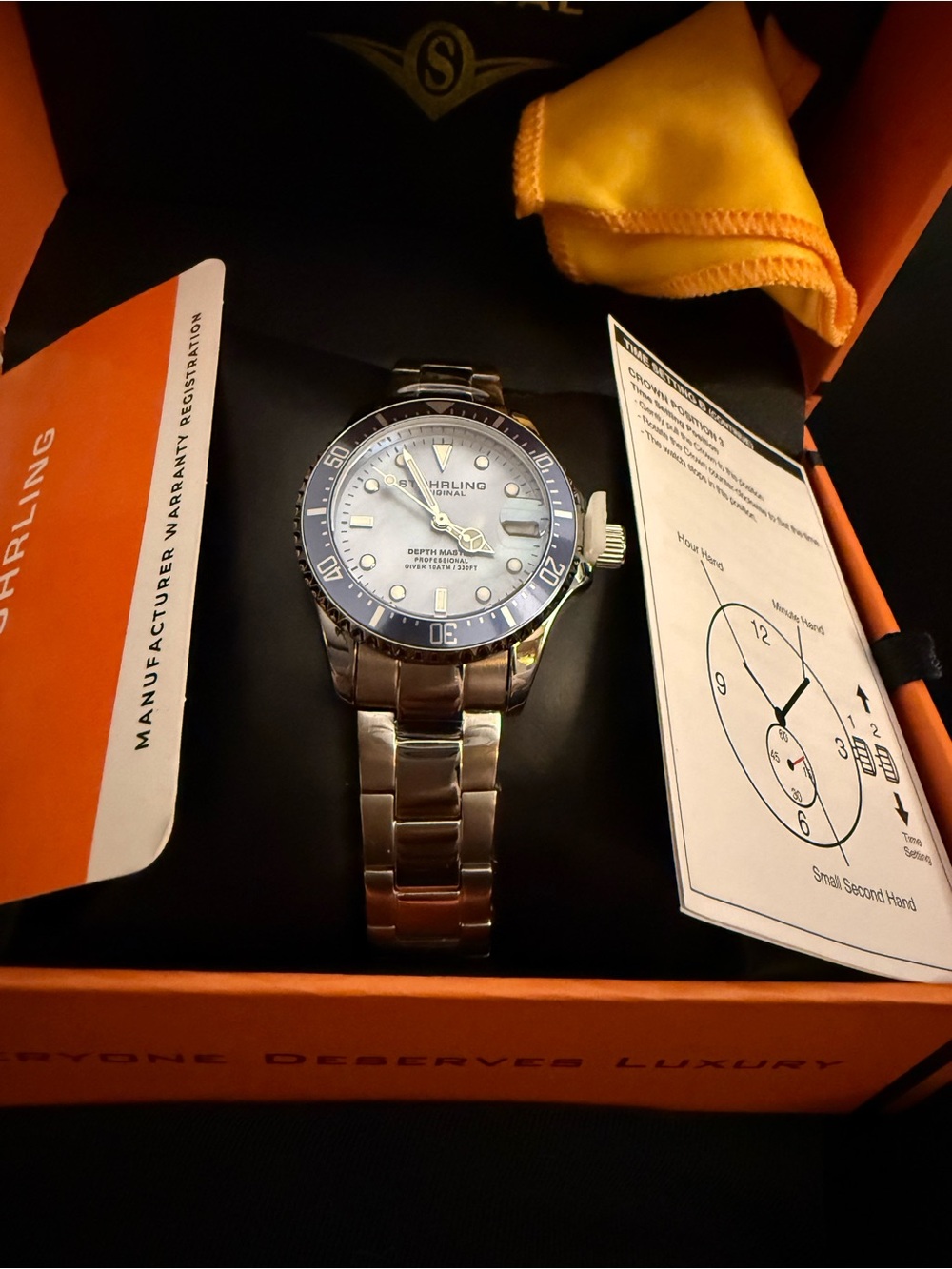 Stuhrling Original Men’s Silver Stainless Steel Dive Watch with Gray Face. NWT!